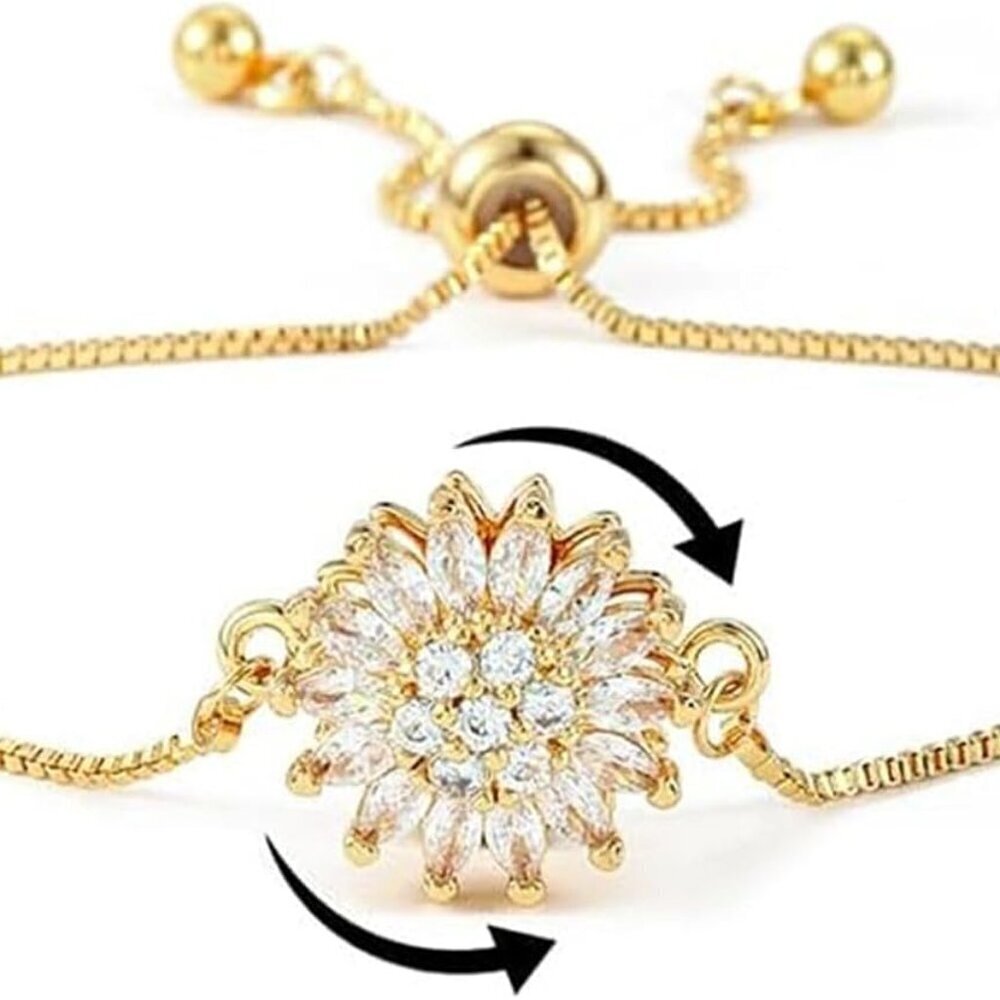 Sunflower Fidget Bracelet Copper Gold Adjustable Stress Relief Jewelry